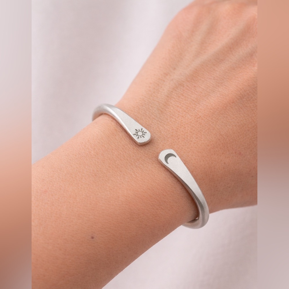 Sun and moon adjustable cuff Bracelet unisex Matte